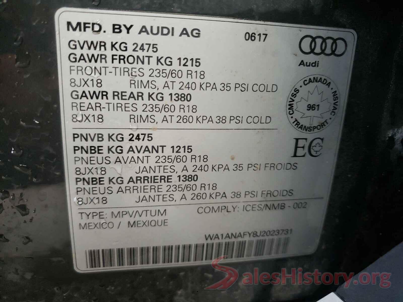 WA1ANAFY8J2023731 2018 AUDI Q5