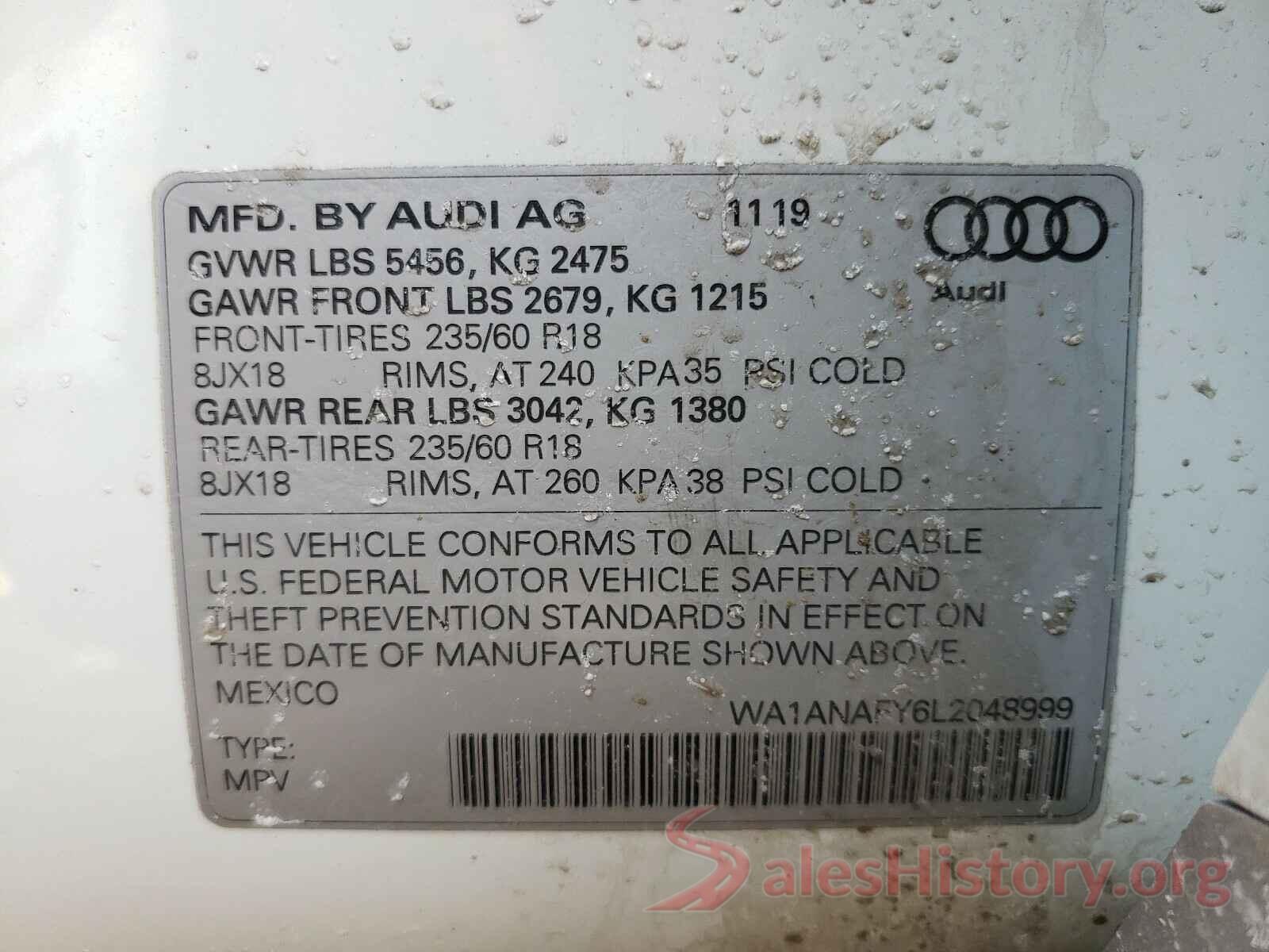 WA1ANAFY6L2048999 2020 AUDI Q5