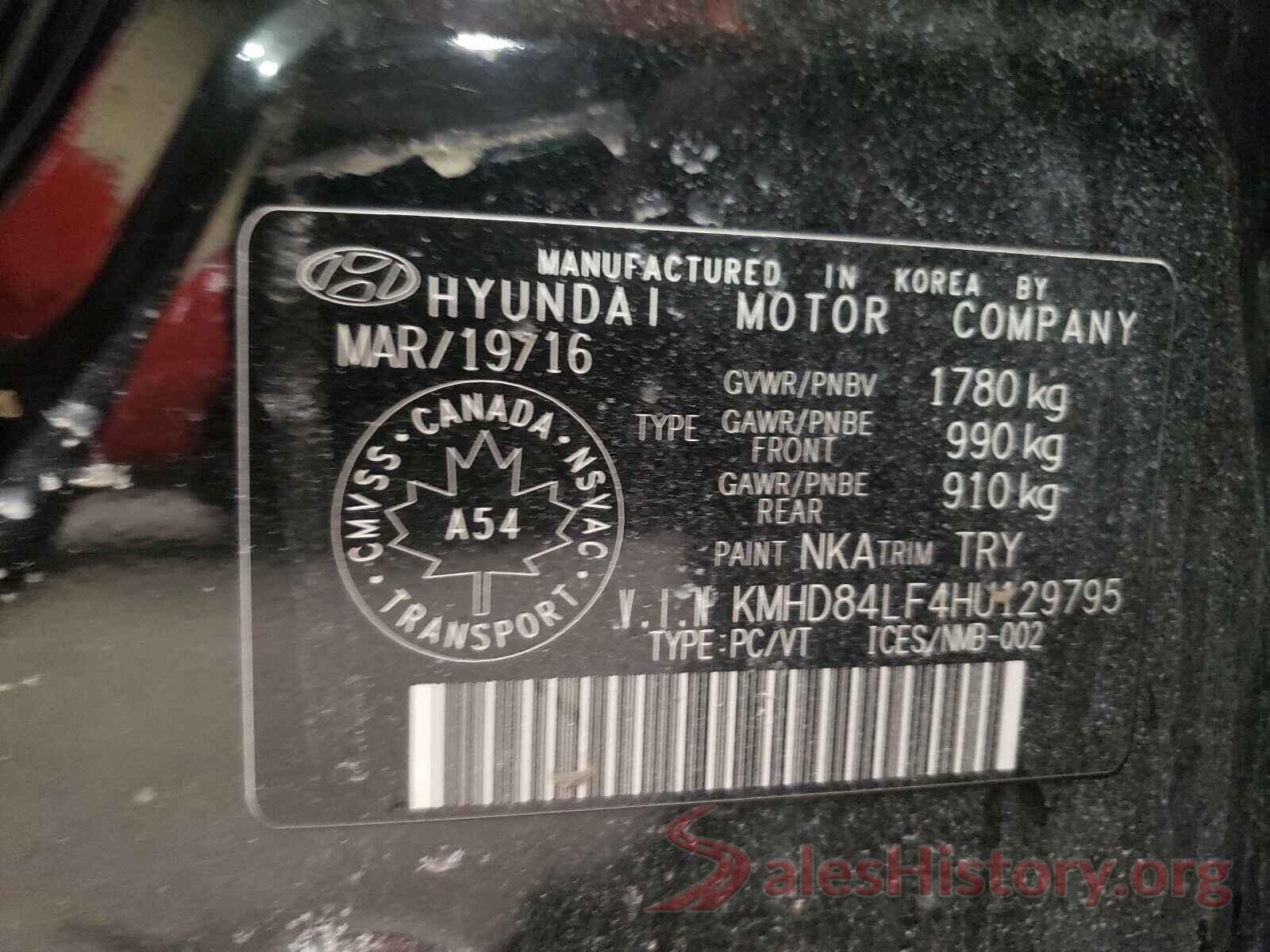 KMHD84LF4HU129795 2017 HYUNDAI ELANTRA