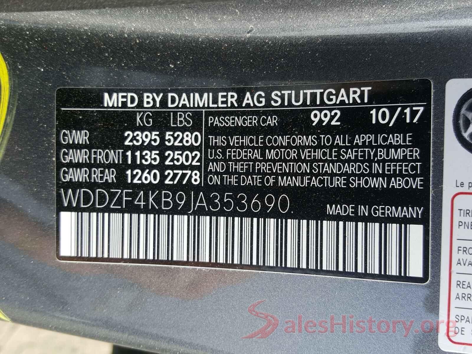 WDDZF4KB9JA353690 2018 MERCEDES-BENZ E CLASS