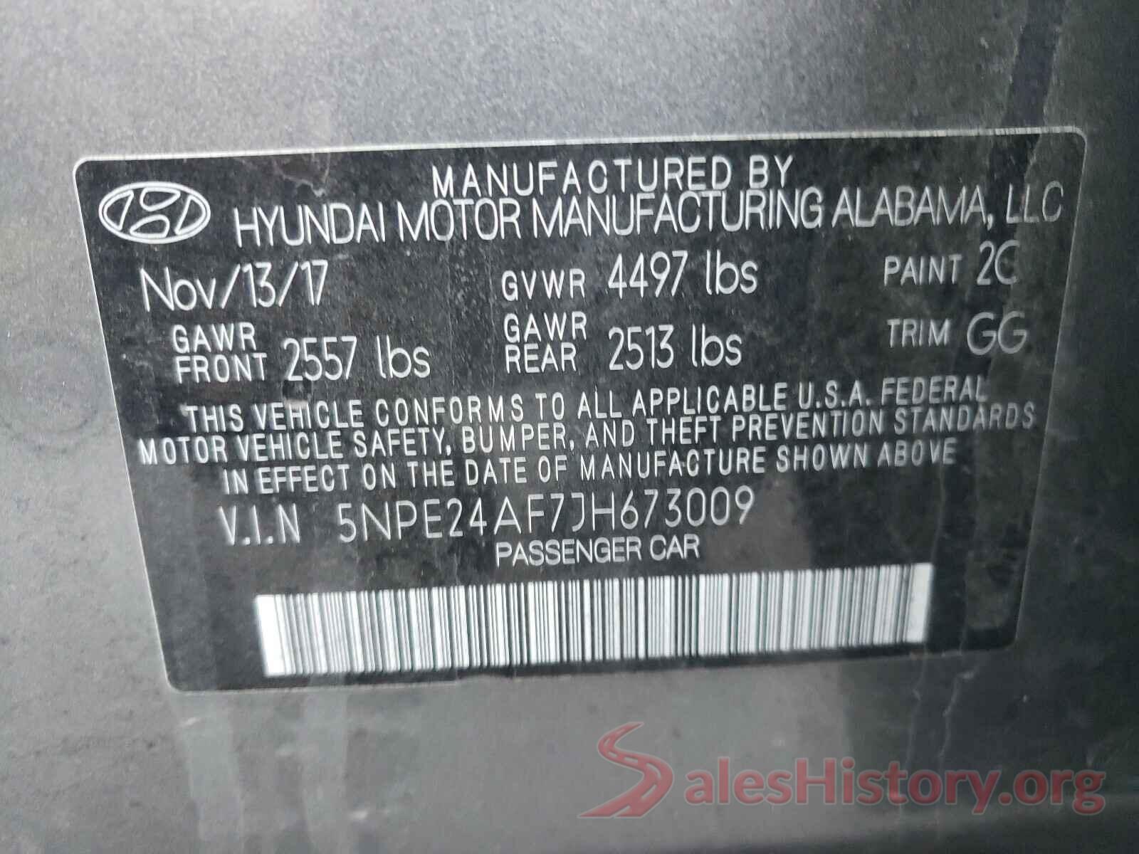 5NPE24AF7JH673009 2018 HYUNDAI SONATA