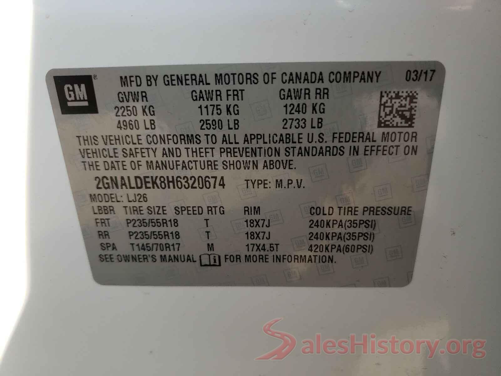 2GNALDEK8H6320674 2017 CHEVROLET EQUINOX