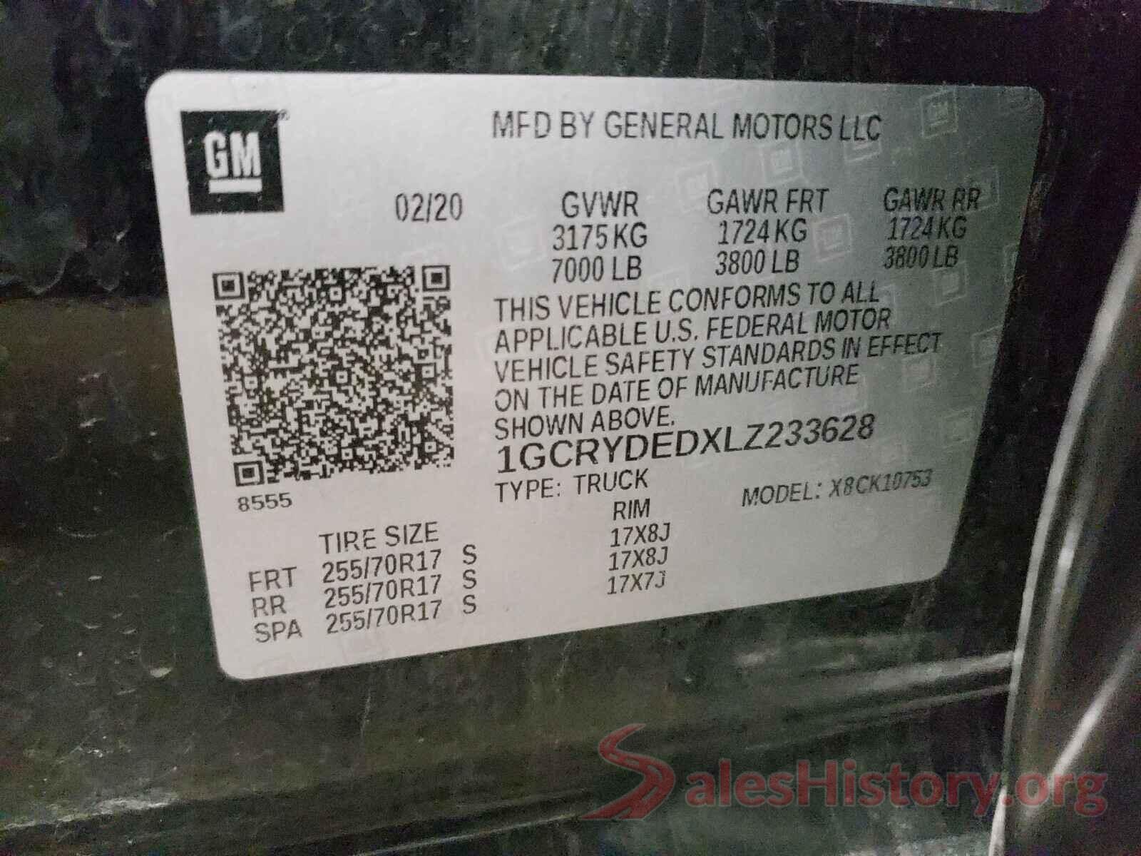 1GCRYDEDXLZ233628 2020 CHEVROLET SILVERADO