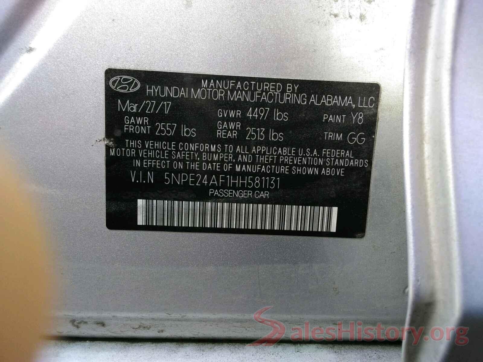 5NPE24AF1HH581131 2017 HYUNDAI SONATA