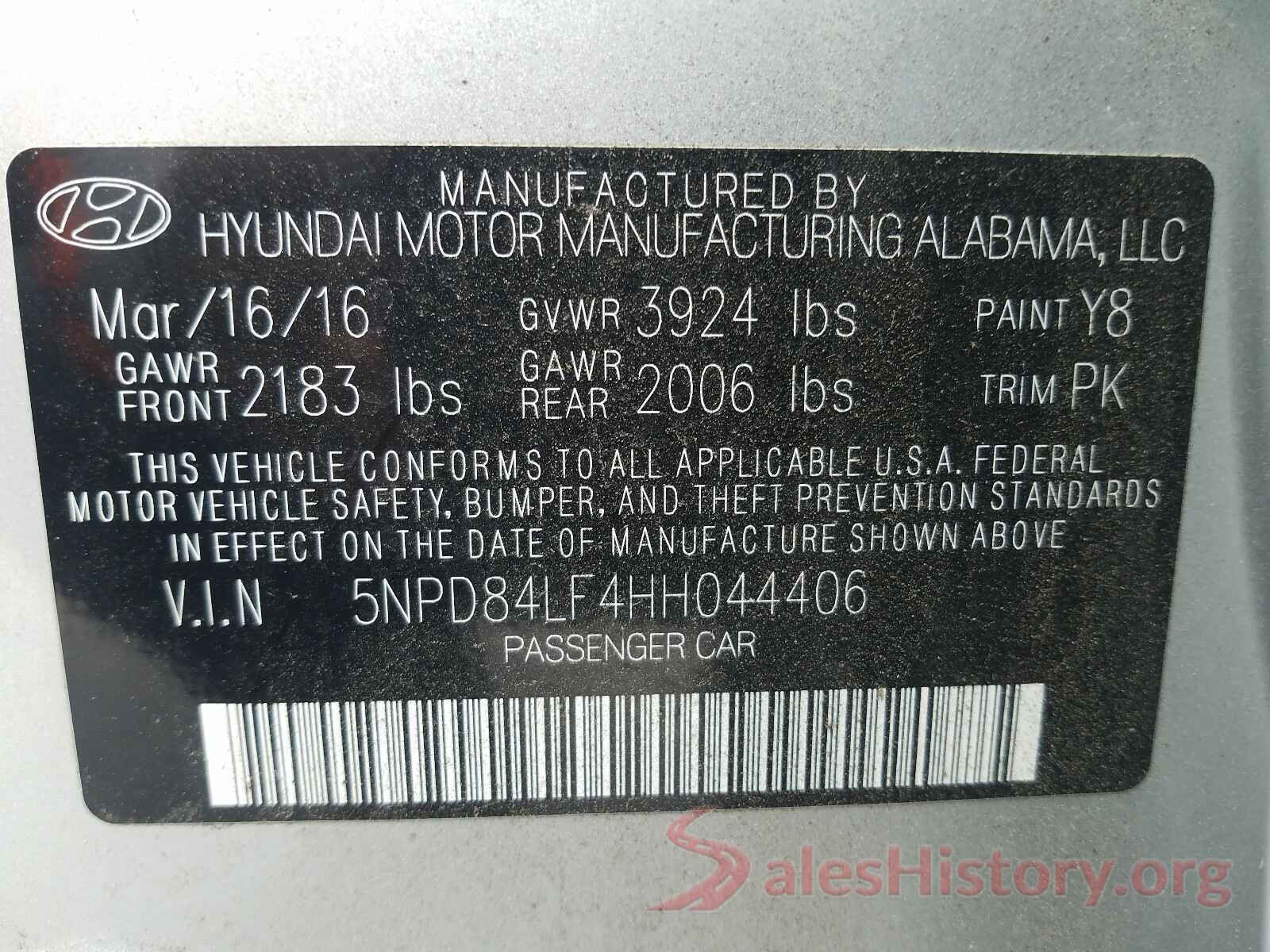 5NPD84LF4HH044406 2017 HYUNDAI ELANTRA