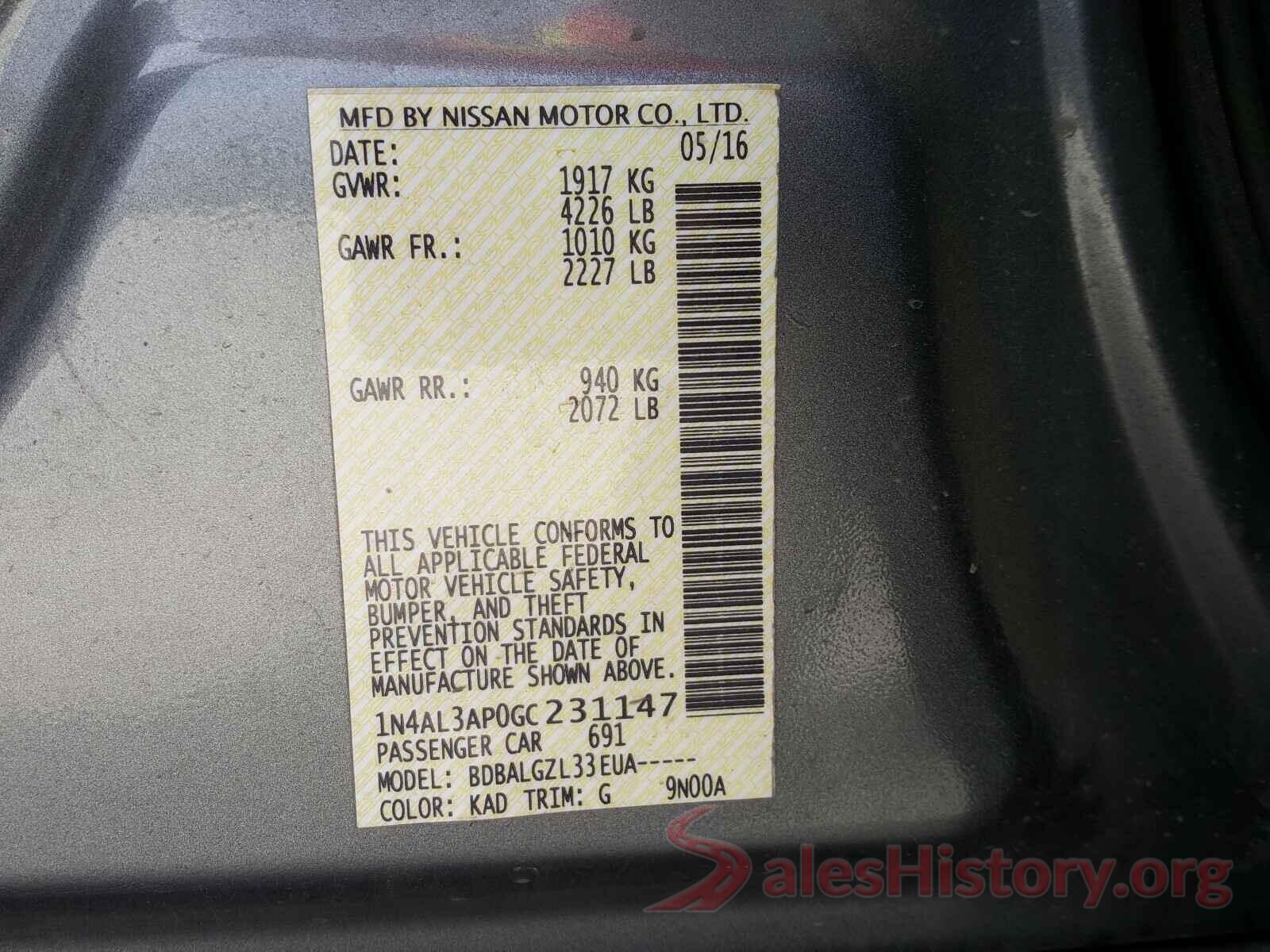 1N4AL3AP0GC231147 2016 NISSAN ALTIMA