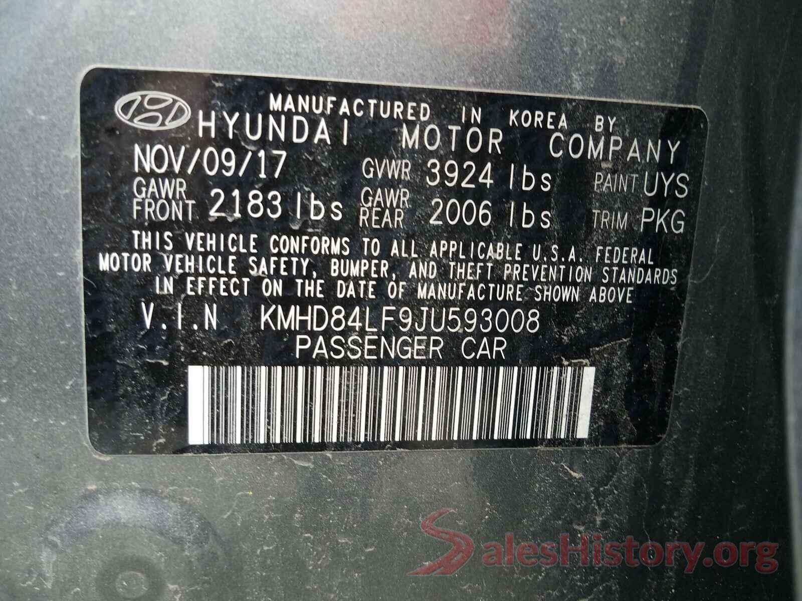 KMHD84LF9JU593008 2018 HYUNDAI ELANTRA