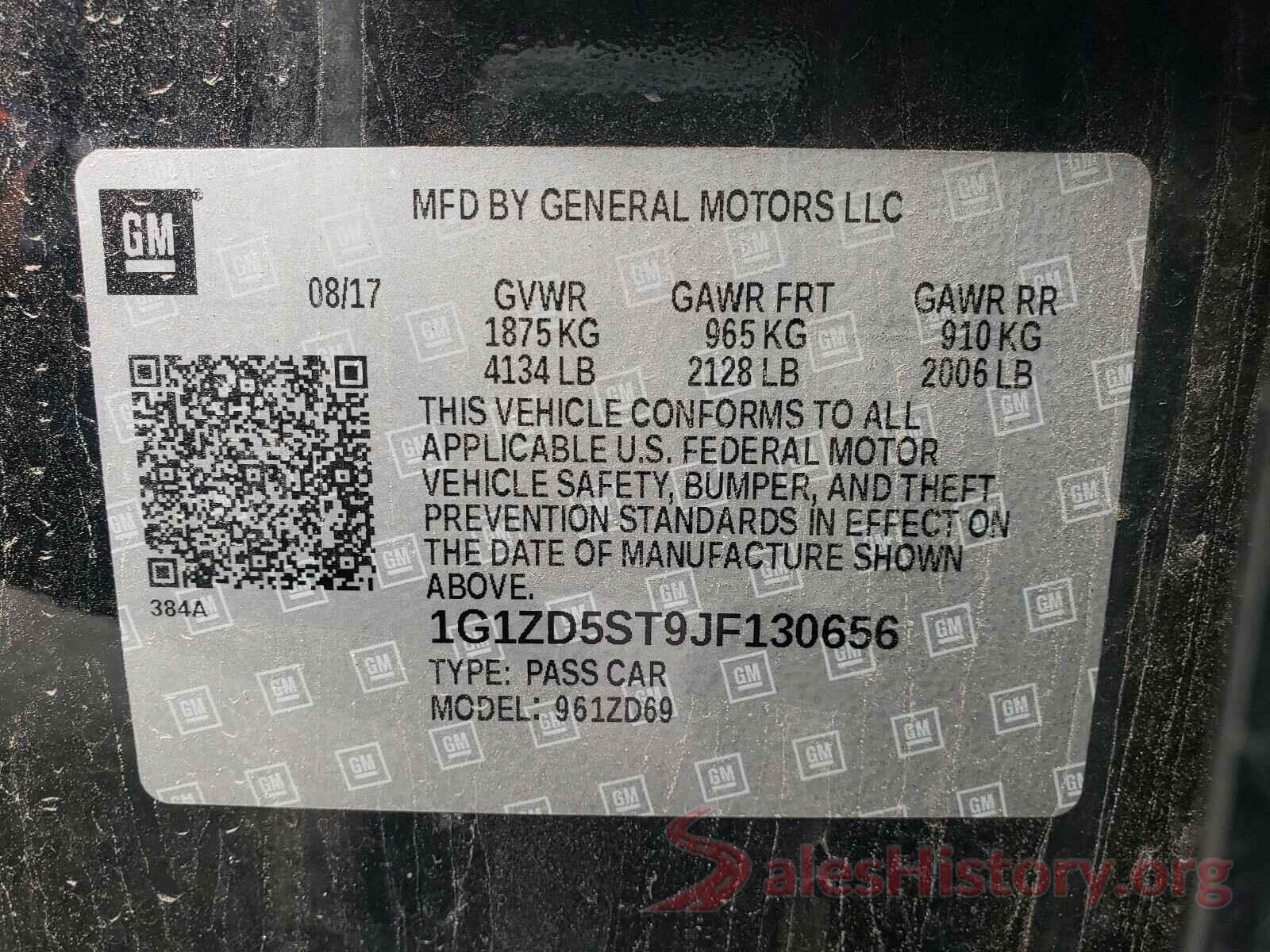 1G1ZD5ST9JF130656 2018 CHEVROLET MALIBU