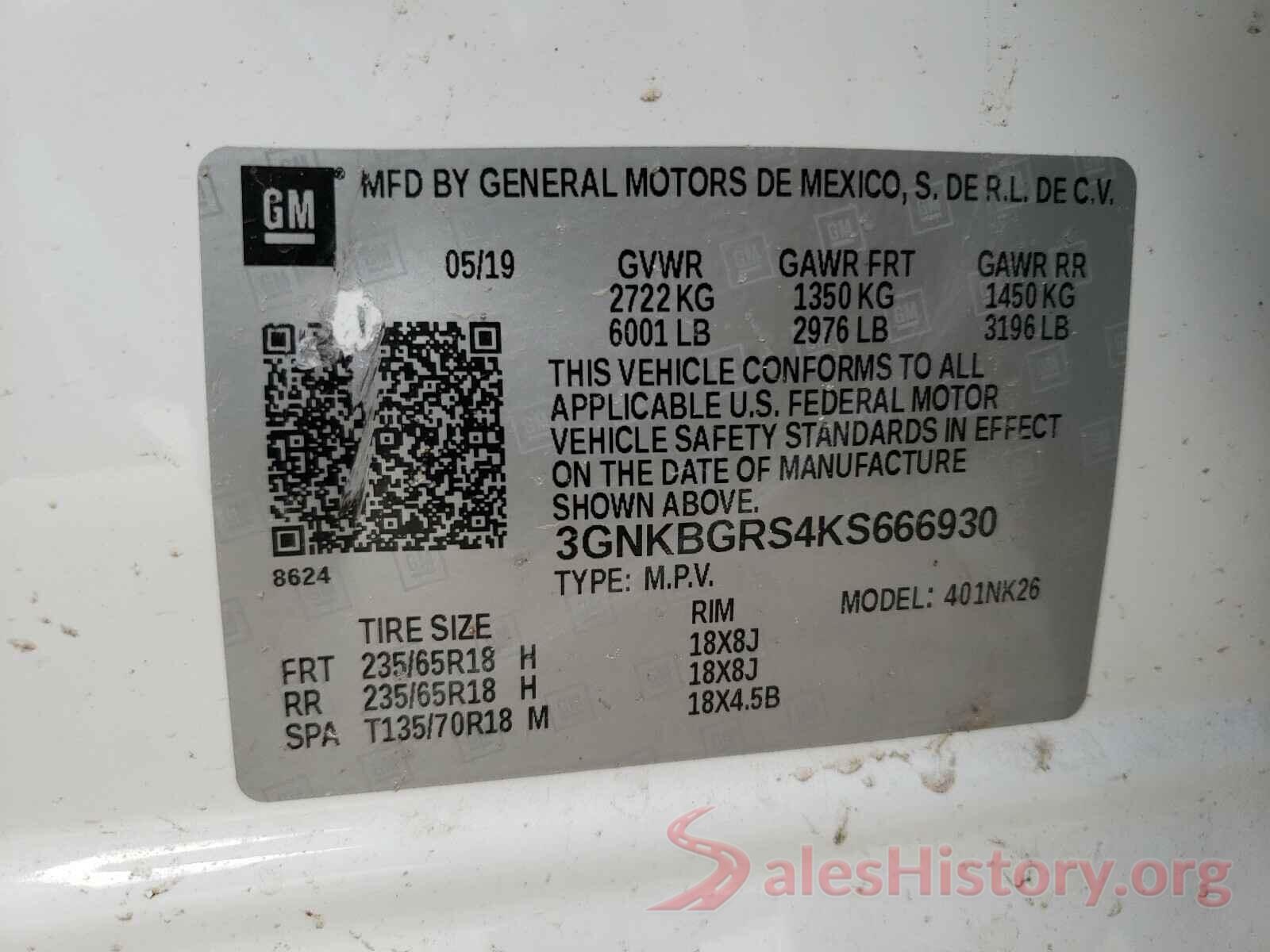 3GNKBGRS4KS666930 2019 CHEVROLET BLAZER