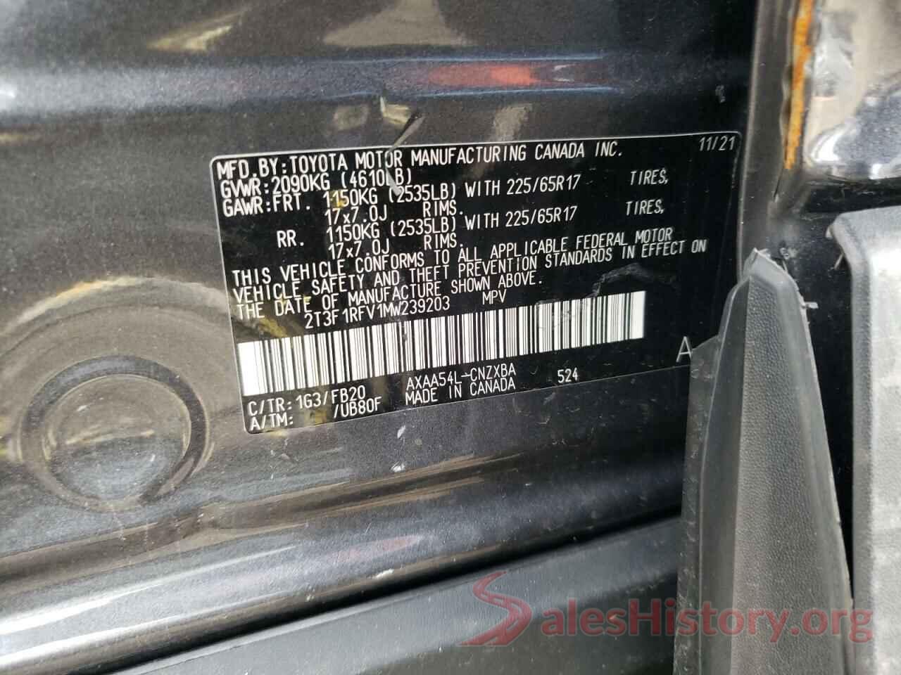 2T3F1RFV1MW239203 2021 TOYOTA RAV4