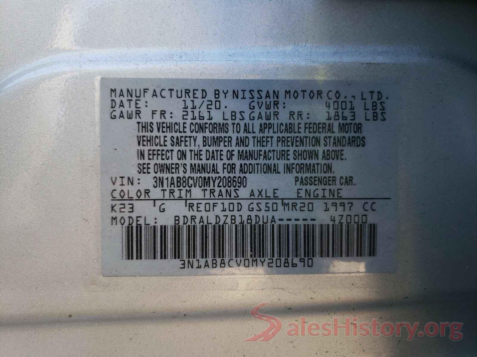 3N1AB8CV0MY208690 2021 NISSAN SENTRA