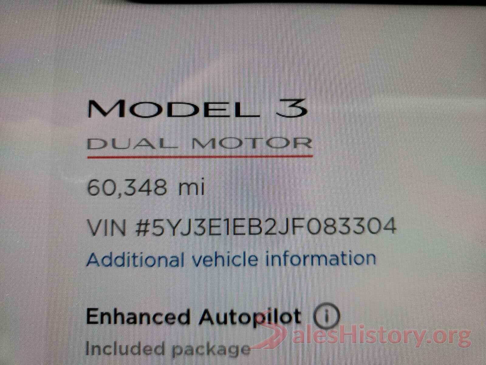 5YJ3E1EB2JF083304 2018 TESLA MODEL 3