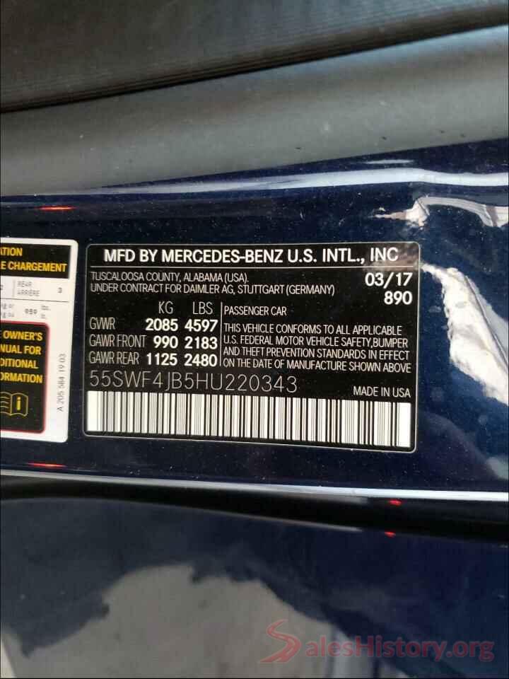 55SWF4JB5HU220343 2017 MERCEDES-BENZ C CLASS