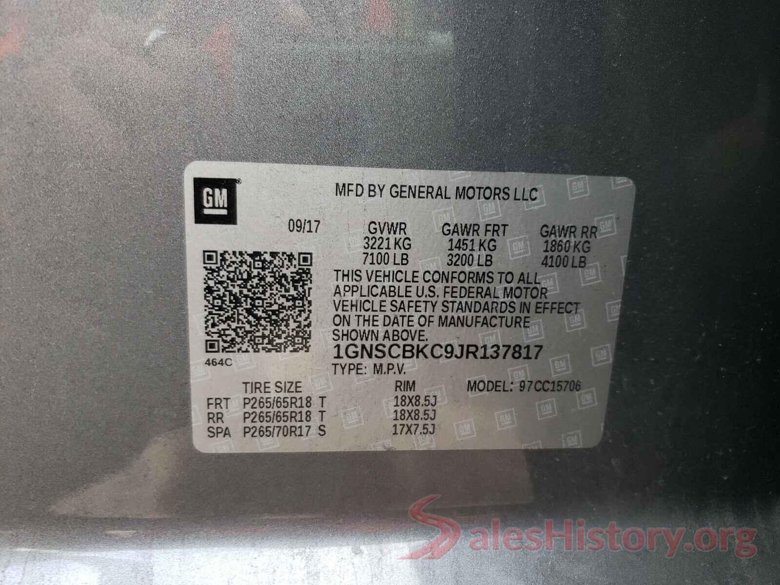 1GNSCBKC9JR137817 2018 CHEVROLET TAHOE