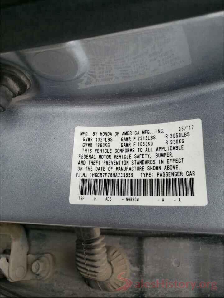 1HGCR2F76HA235559 2017 HONDA ACCORD