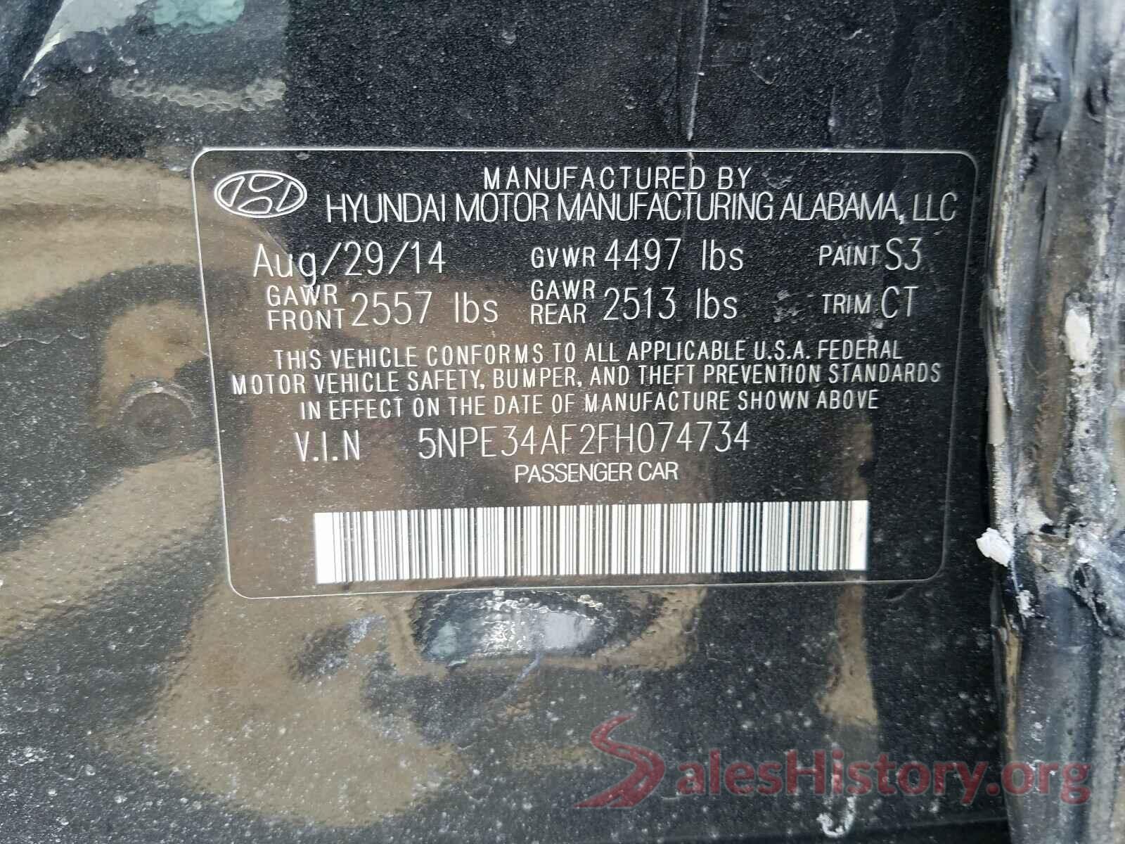 5NPE34AF2FH074734 2015 HYUNDAI SONATA