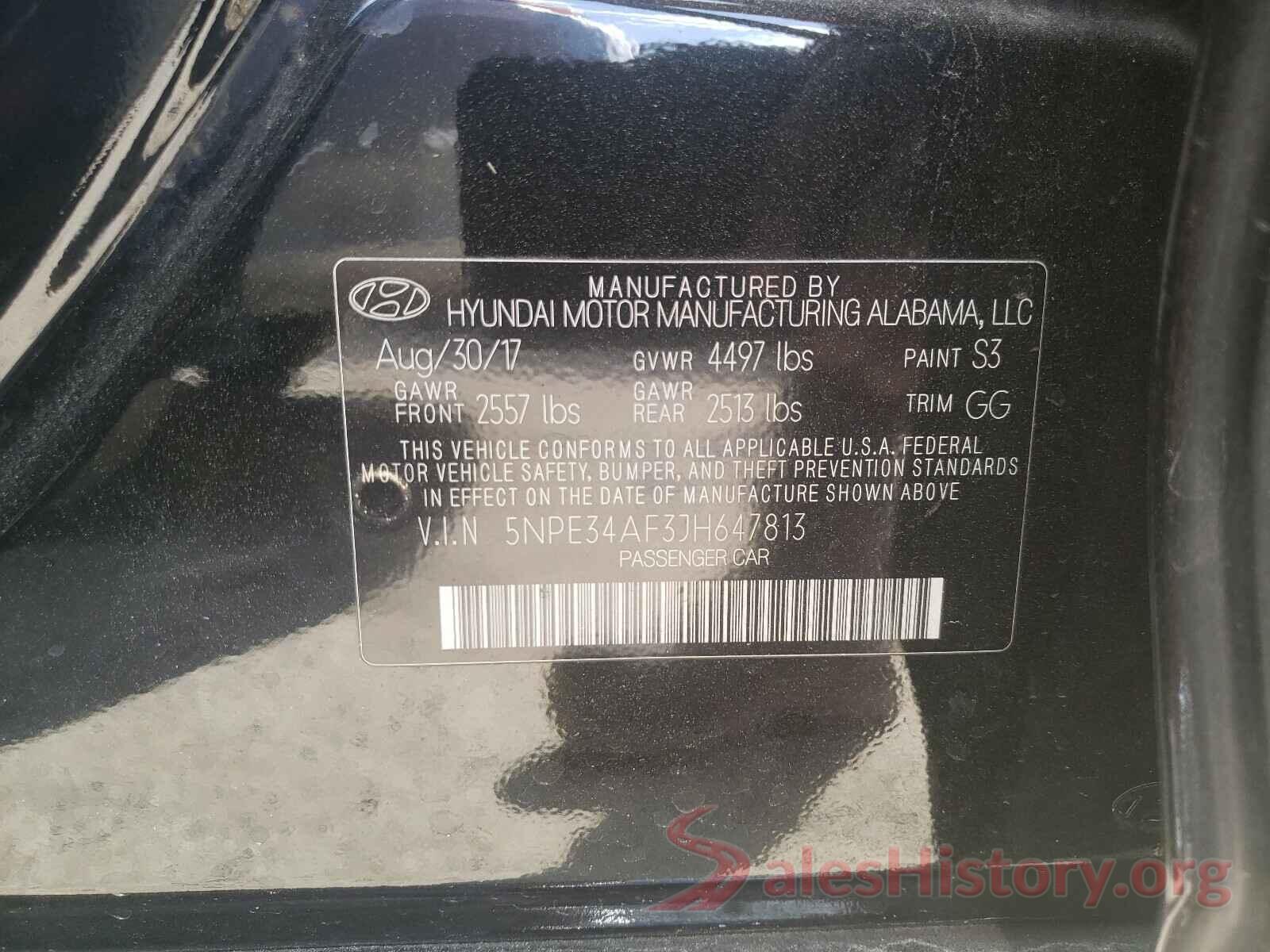 5NPE34AF3JH647813 2018 HYUNDAI SONATA