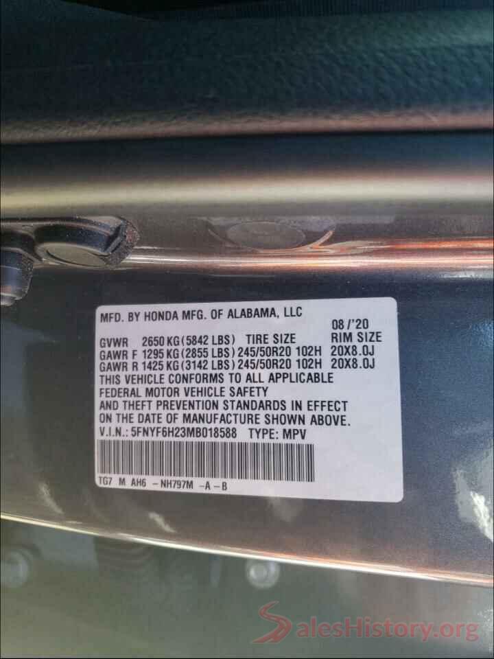 5FNYF6H23MB018588 2021 HONDA PILOT