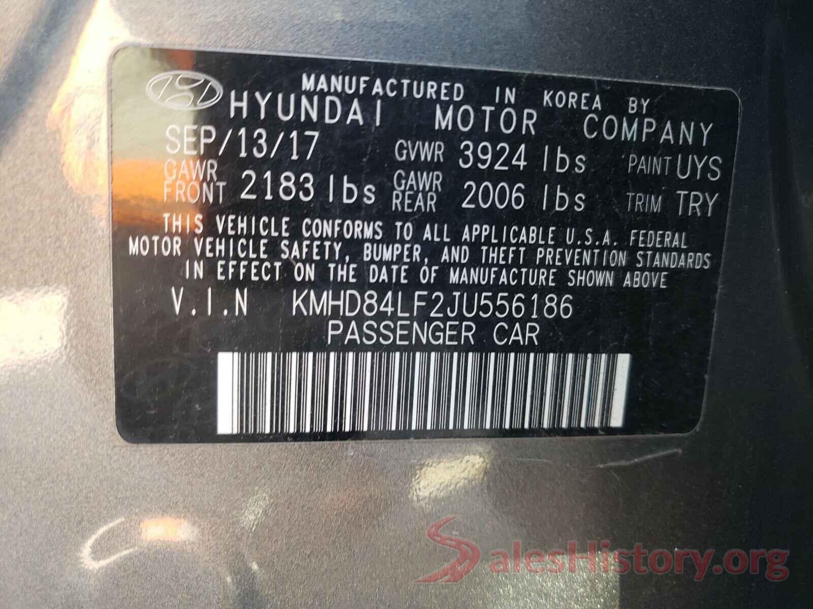 KMHD84LF2JU556186 2018 HYUNDAI ELANTRA