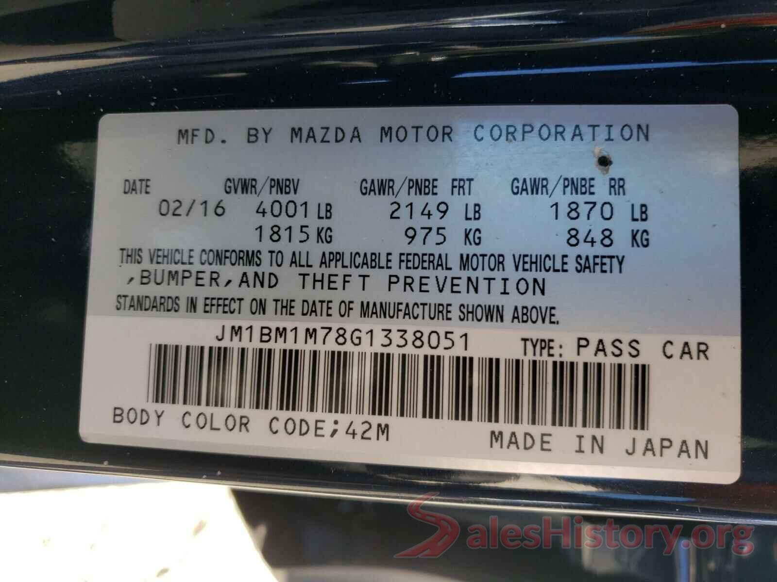 JM1BM1M78G1338051 2016 MAZDA 3