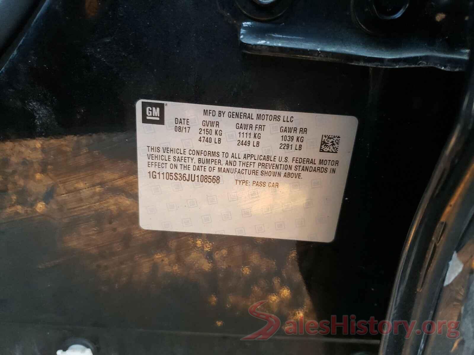 1G1105S36JU108568 2018 CHEVROLET IMPALA