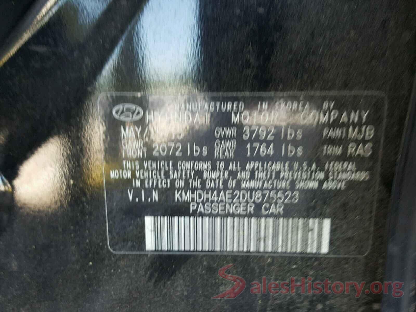 KMHDH4AE2DU875523 2013 HYUNDAI ELANTRA