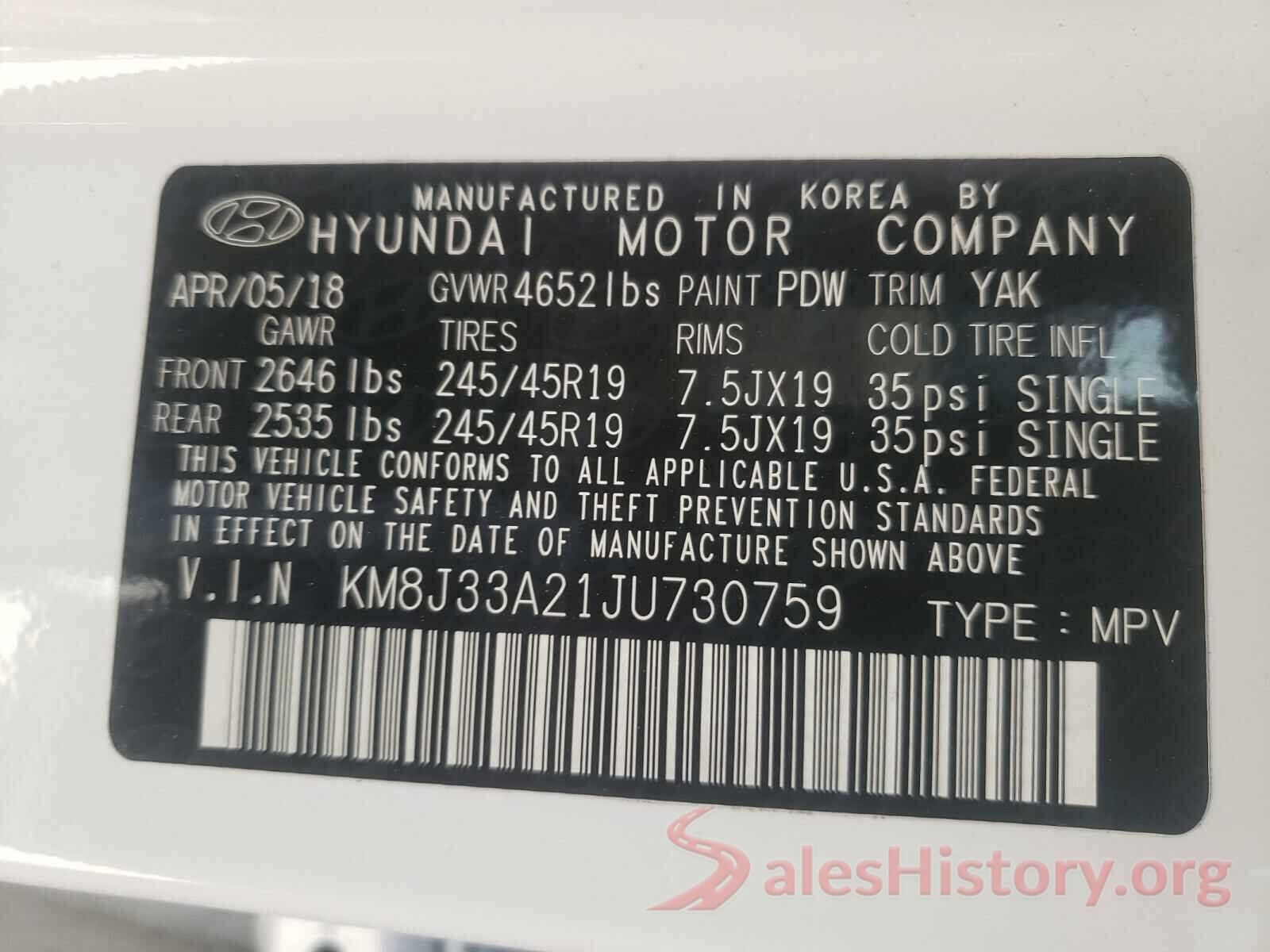 KM8J33A21JU730759 2018 HYUNDAI TUCSON