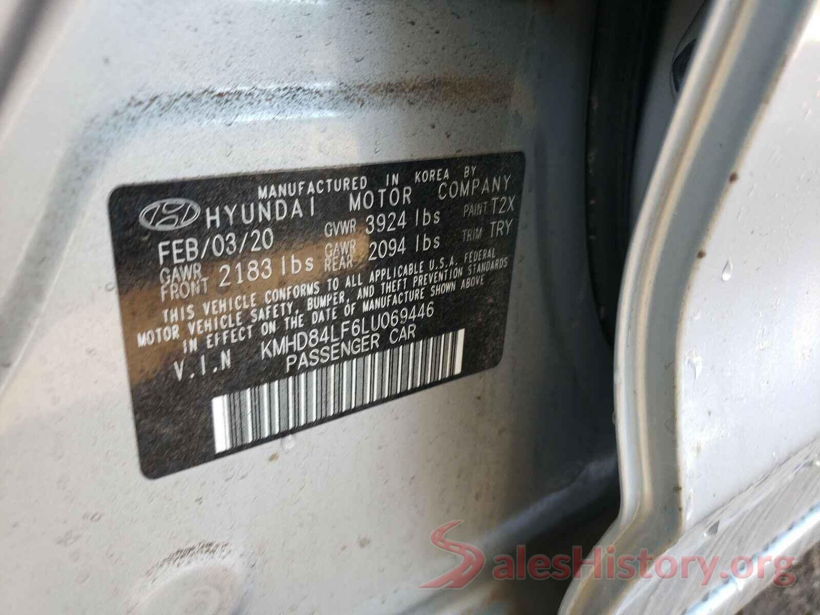 KMHD84LF6LU069446 2020 HYUNDAI ELANTRA