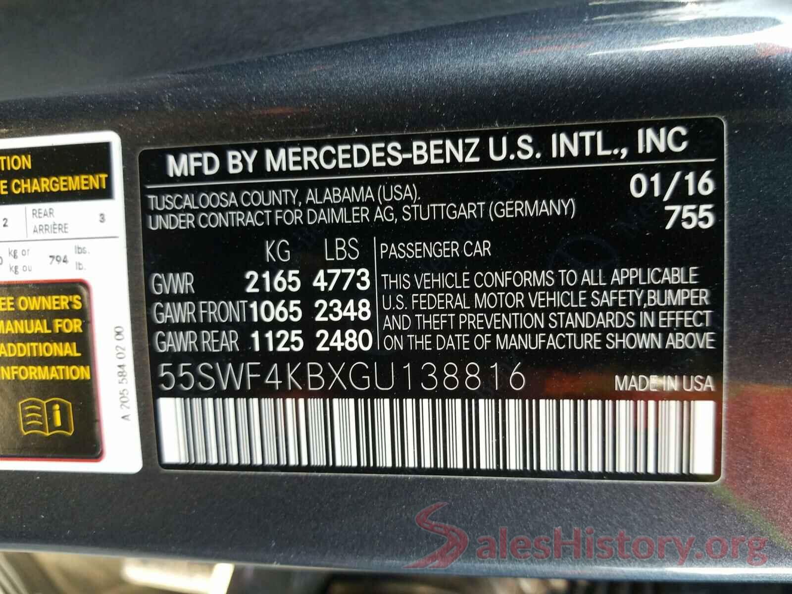 55SWF4KBXGU138816 2016 MERCEDES-BENZ C CLASS