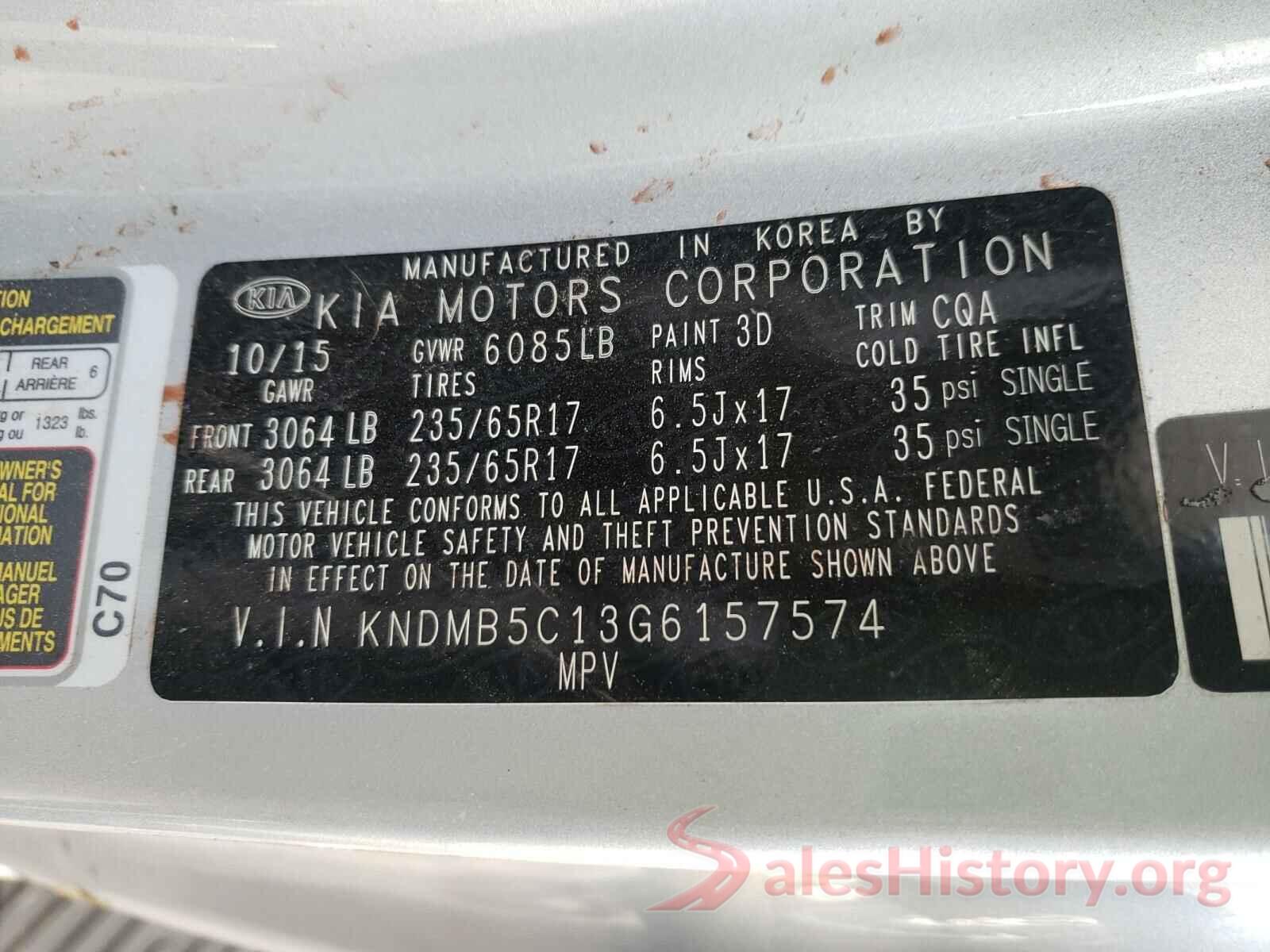 KNDMB5C13G6157574 2016 KIA SEDONA