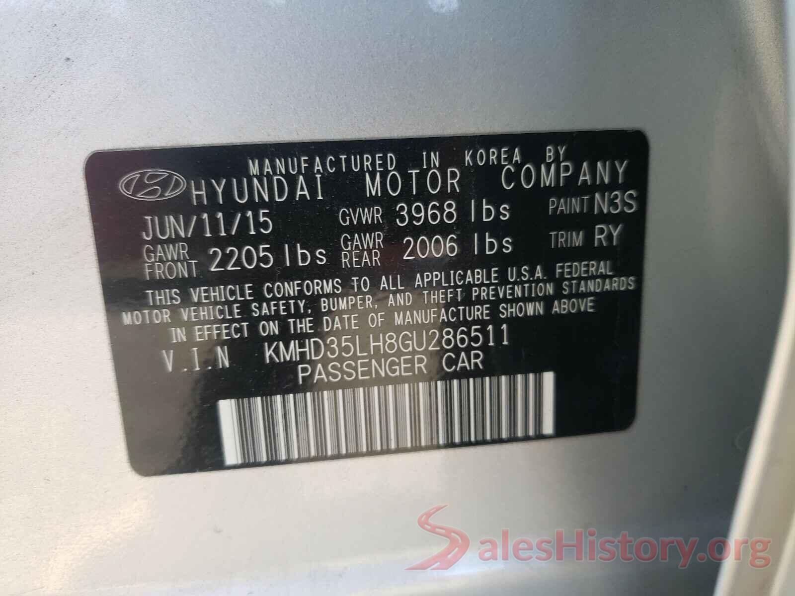 KMHD35LH8GU286511 2016 HYUNDAI ELANTRA