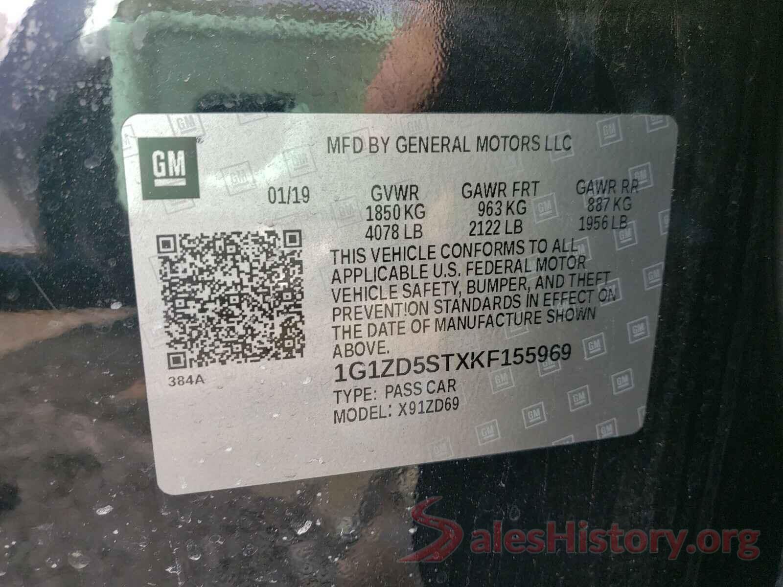 1G1ZD5STXKF155969 2019 CHEVROLET MALIBU