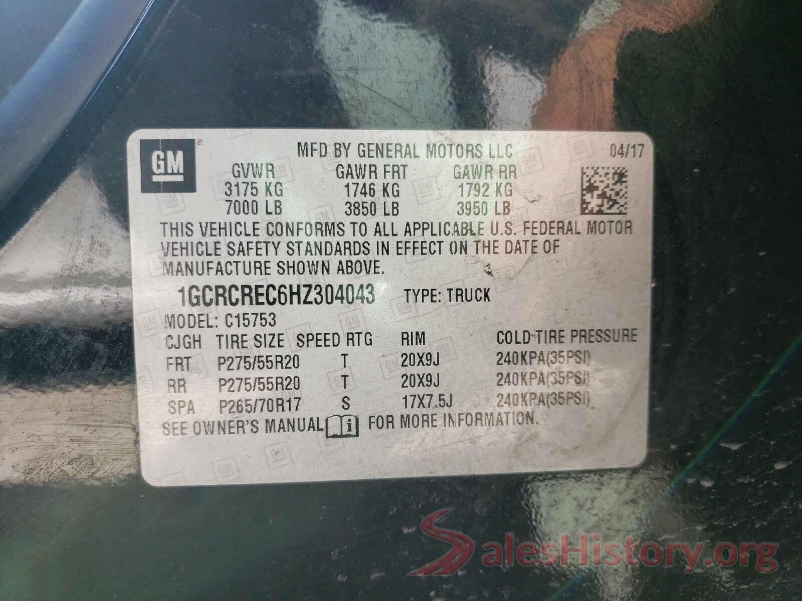 1GCRCREC6HZ304043 2017 CHEVROLET SILVERADO