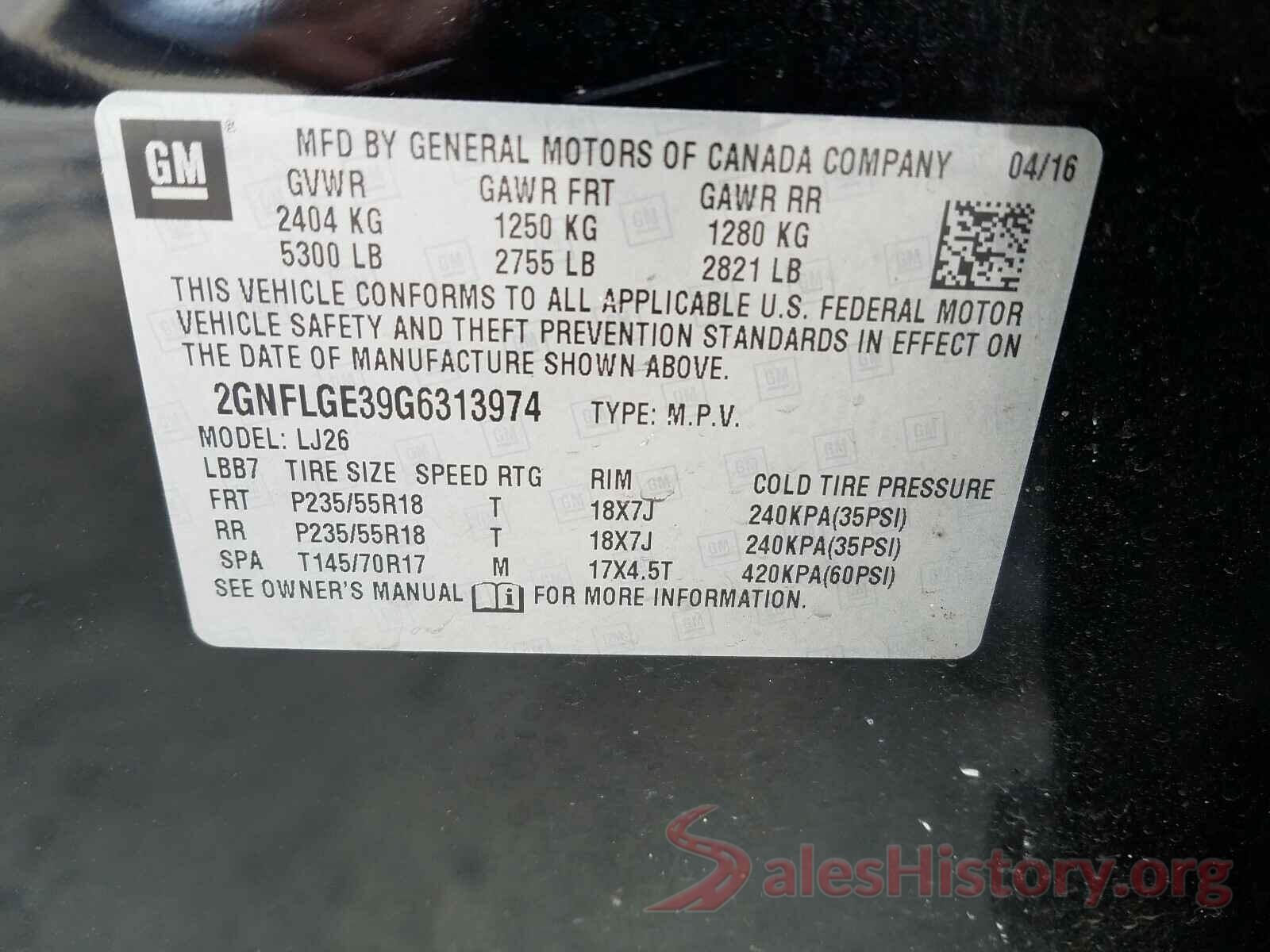 2GNFLGE39G6313974 2016 CHEVROLET EQUINOX