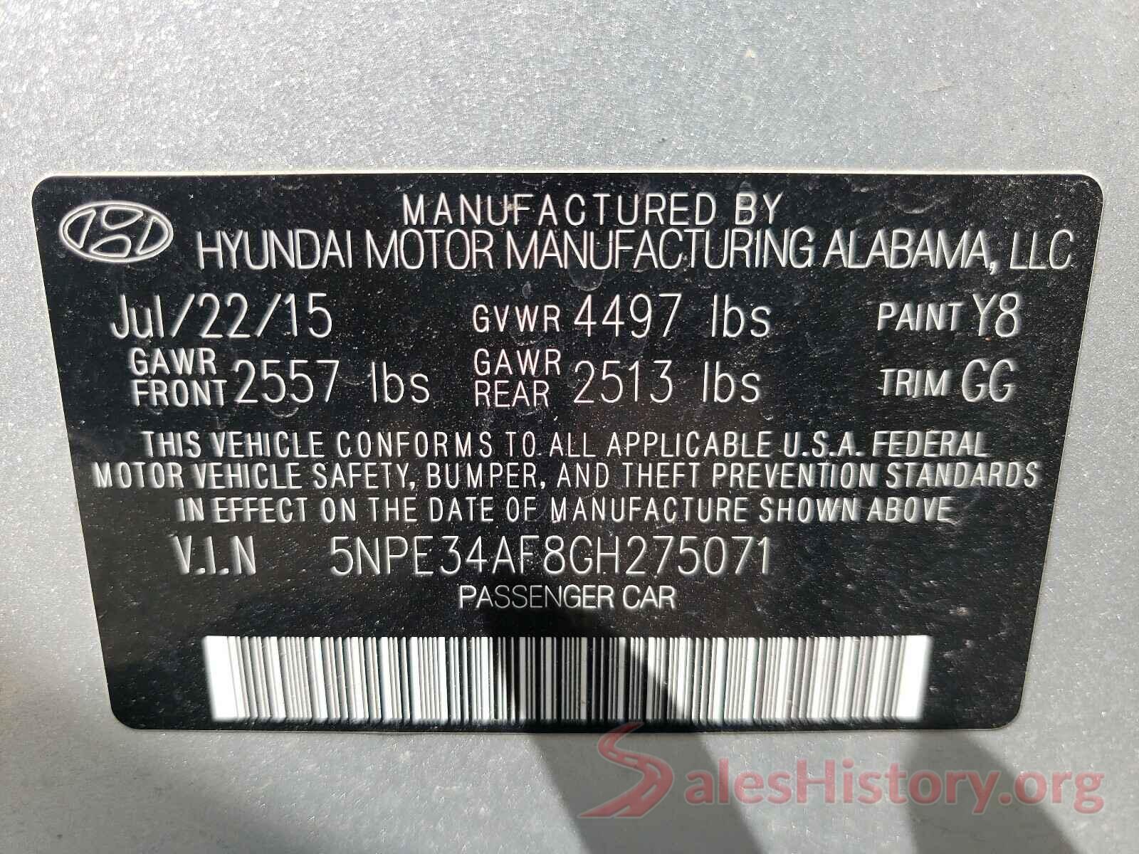 5NPE34AF8GH275071 2016 HYUNDAI SONATA