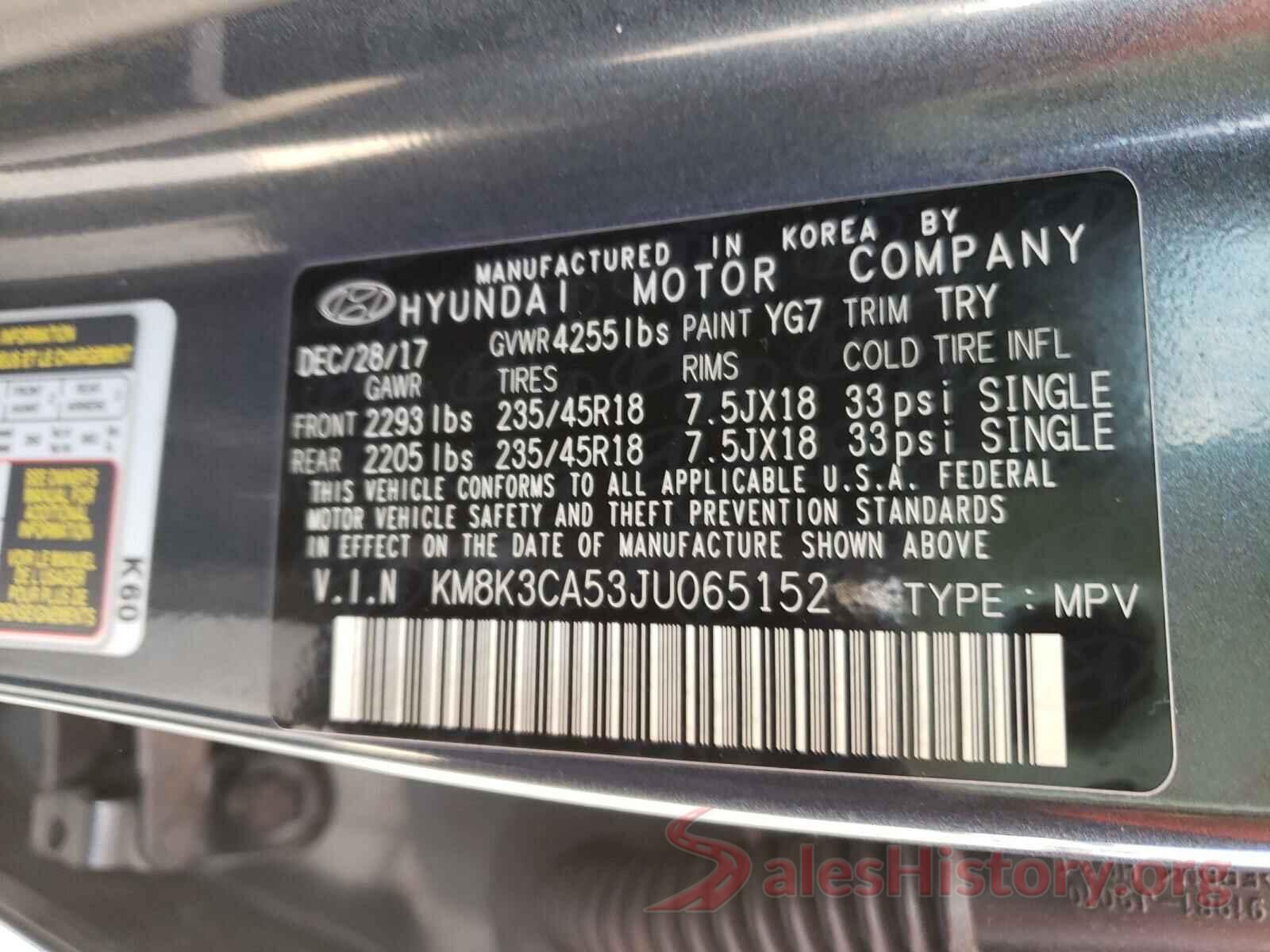 KM8K3CA53JU065152 2018 HYUNDAI KONA