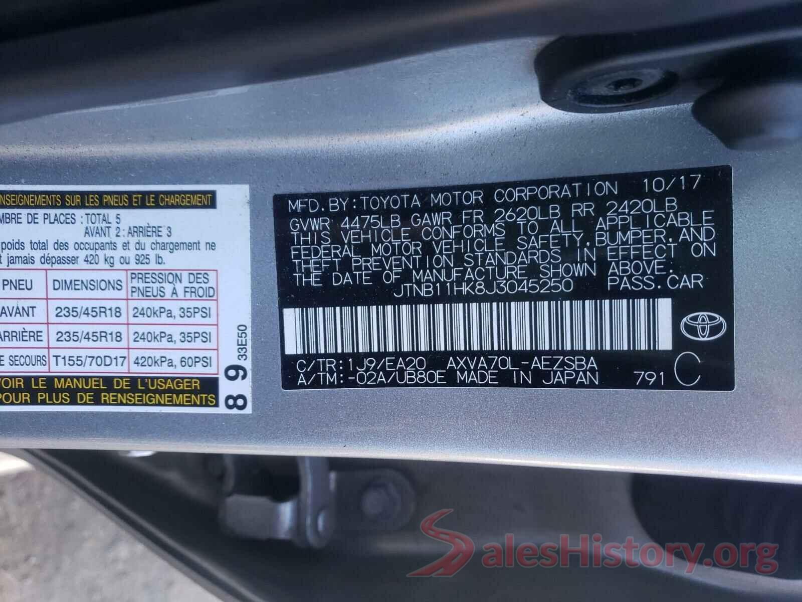 JTNB11HK8J3045250 2018 TOYOTA CAMRY