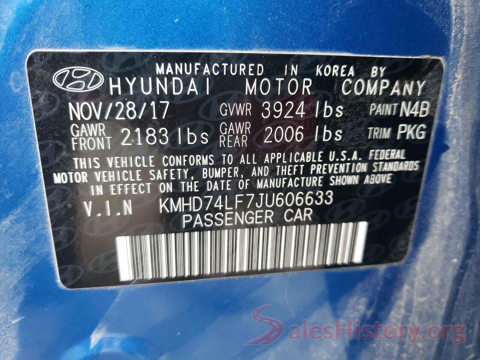 KMHD74LF7JU606633 2018 HYUNDAI ELANTRA