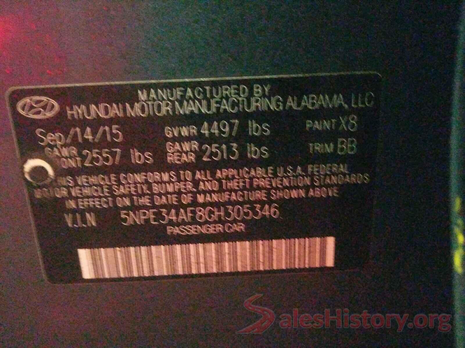 5NPE34AF8GH305346 2016 HYUNDAI SONATA