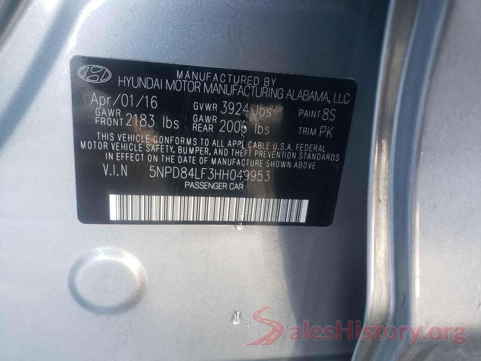 5NPD84LF3HH049953 2017 HYUNDAI ELANTRA