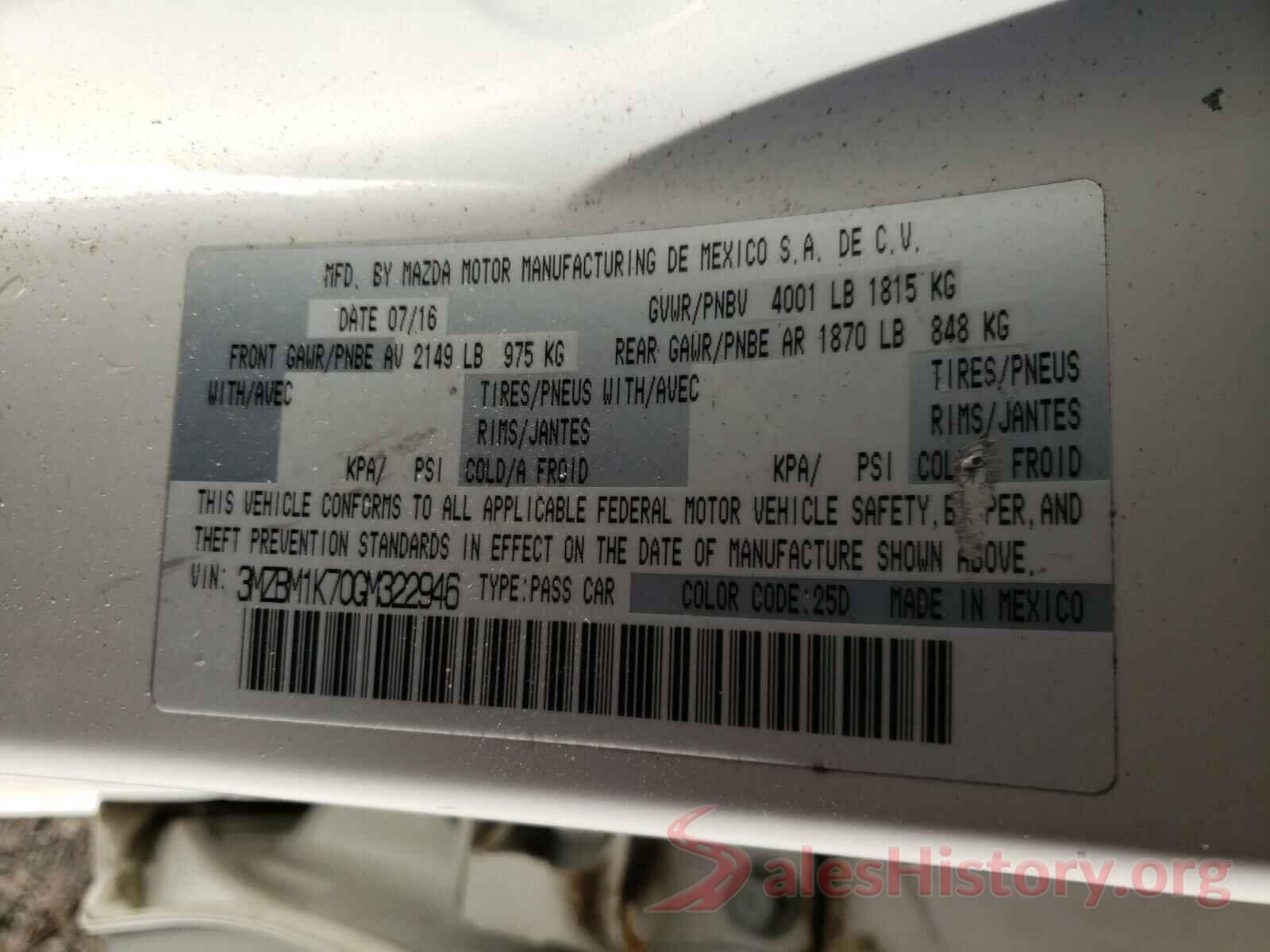 3MZBM1K70GM322946 2016 MAZDA 3