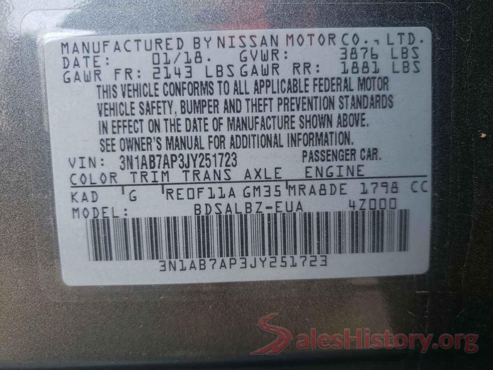 3N1AB7AP3JY251723 2018 NISSAN SENTRA