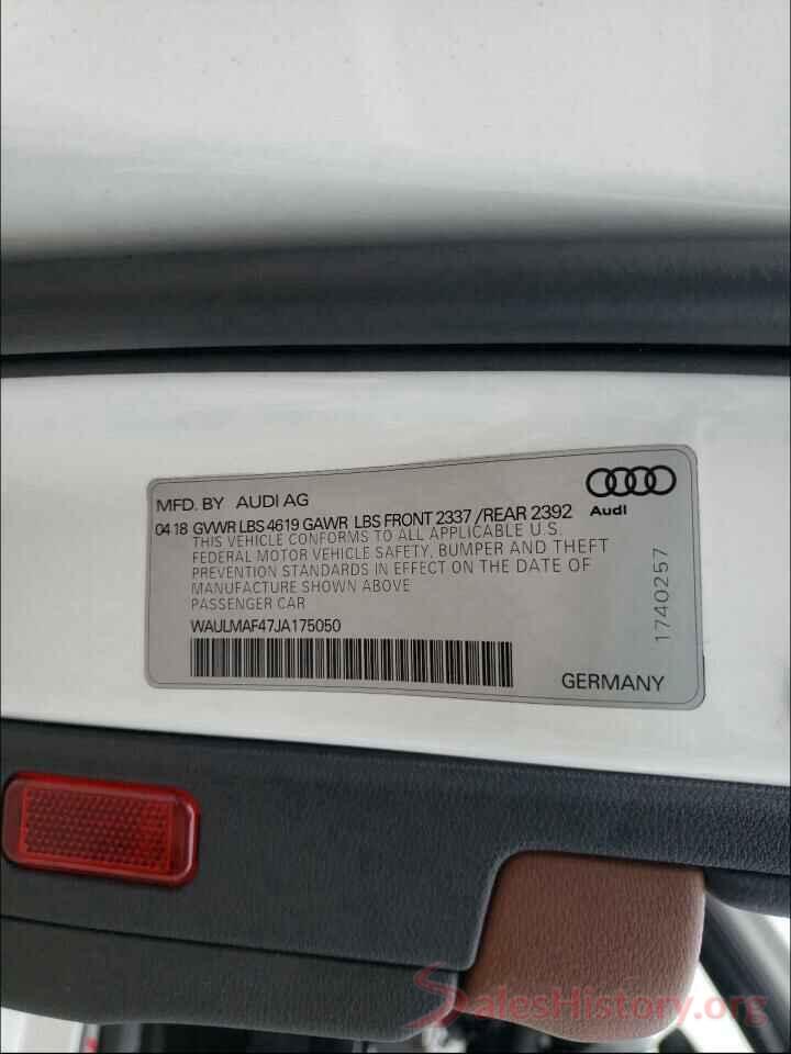 WAULMAF47JA175050 2018 AUDI A4