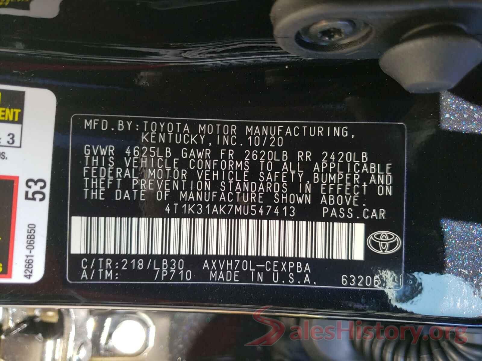 4T1K31AK7MU547413 2021 TOYOTA CAMRY