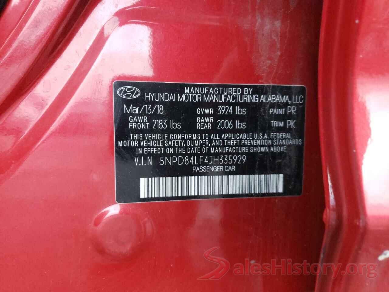 5NPD84LF4JH335929 2018 HYUNDAI ELANTRA