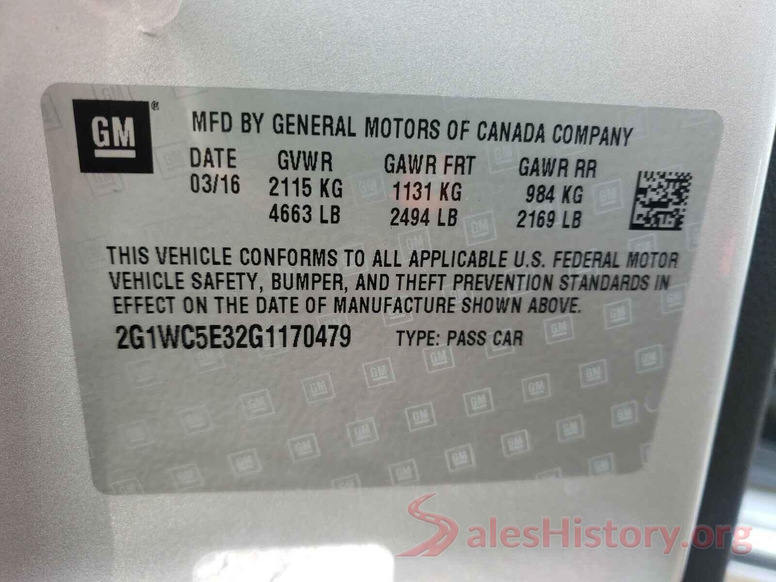 2G1WC5E32G1170479 2016 CHEVROLET IMPALA