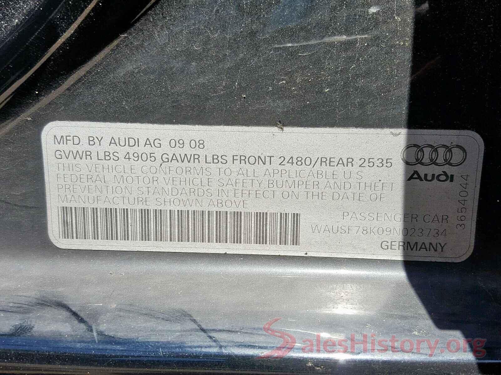 WAUSF78K09N023734 2009 AUDI A4