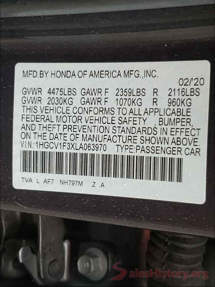 1HGCV1F3XLA063970 2020 HONDA ACCORD