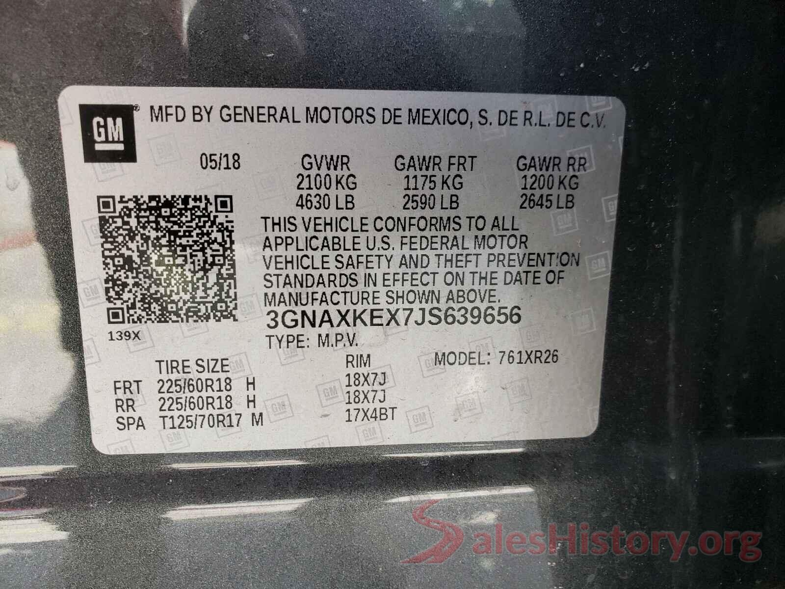 3GNAXKEX7JS639656 2018 CHEVROLET EQUINOX