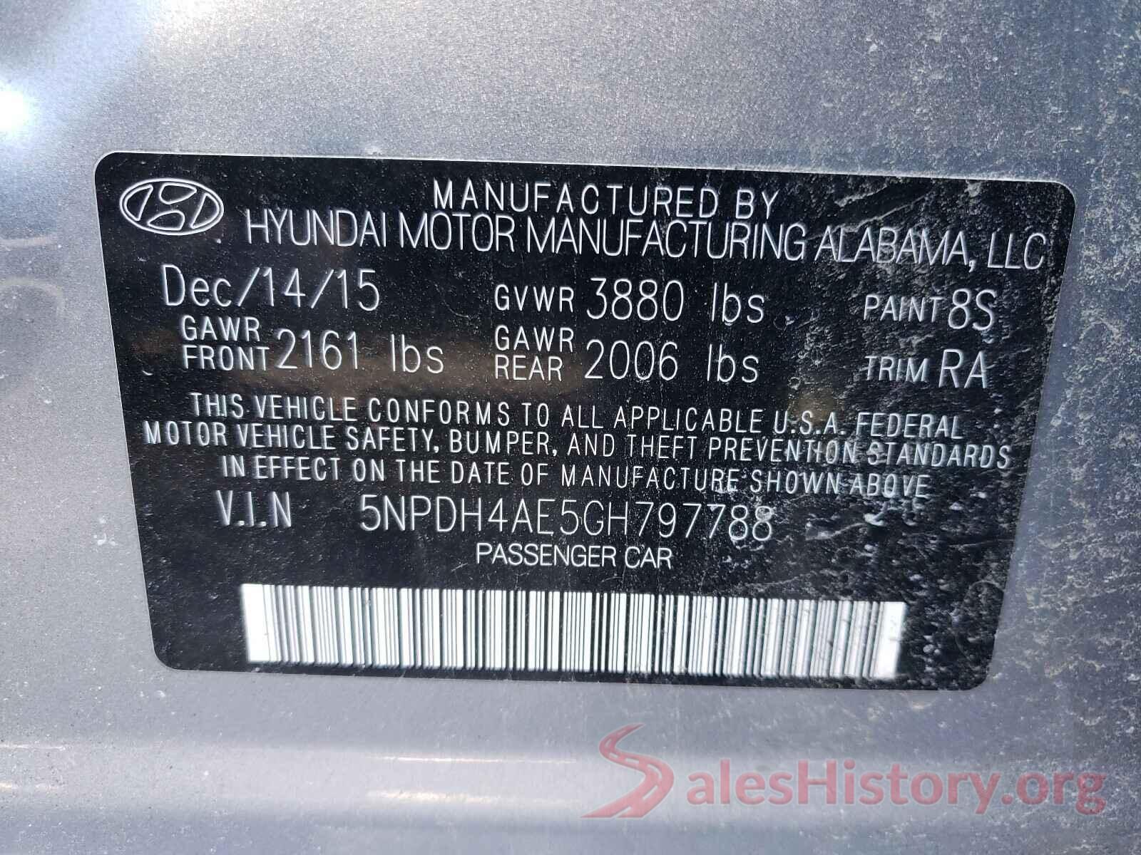 5NPDH4AE5GH797788 2016 HYUNDAI ELANTRA